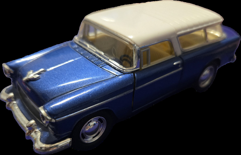 Kinsmart 1955 Chevy Nomad 1:40 Diecast Pull-Back Toy Car Blue White